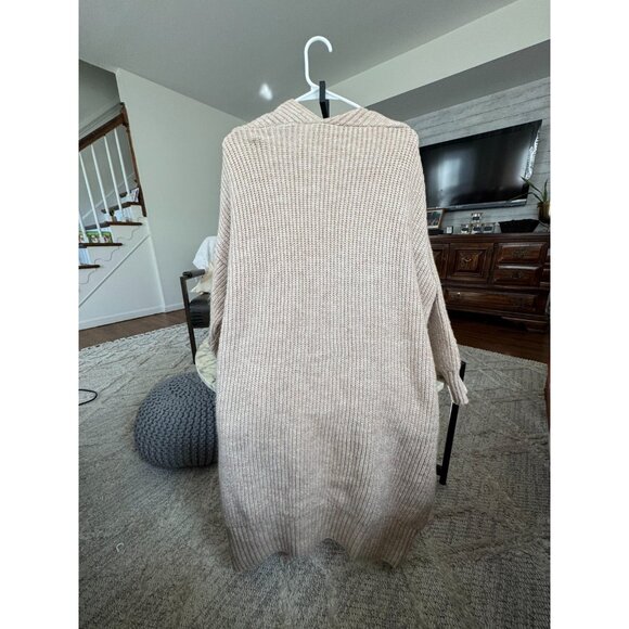TOPSHOP Oatmeal Beige Oversize Open Front Long Maxi Cardigan Womens Size 4-6 - Picture 3 of 7